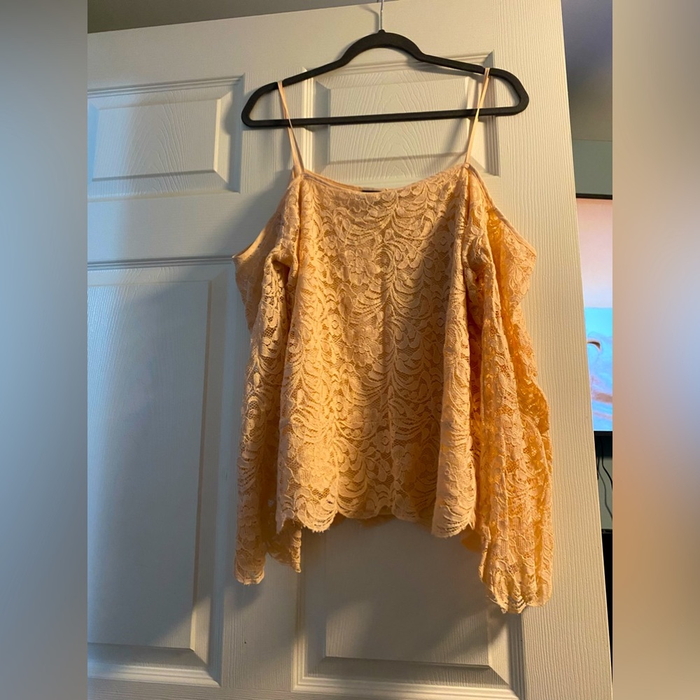 New York & Company Peach Lace Shirt